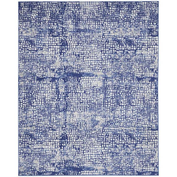 8 ft. x 12 ft. Blue Abstract Washable Area Rug