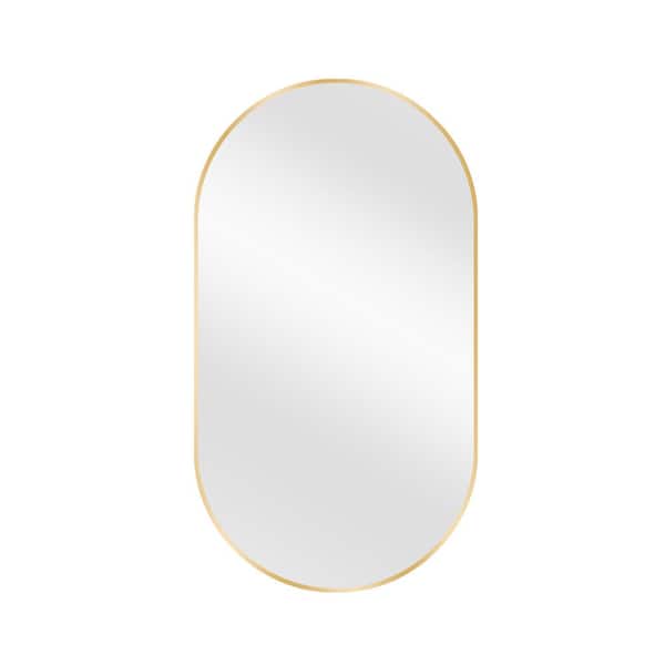 Glacier Bay 18 in. W x 30 in. H Oval Aluminum Framed Wall Bathroom Vanity Mirror in Gold (Screws Not Included)