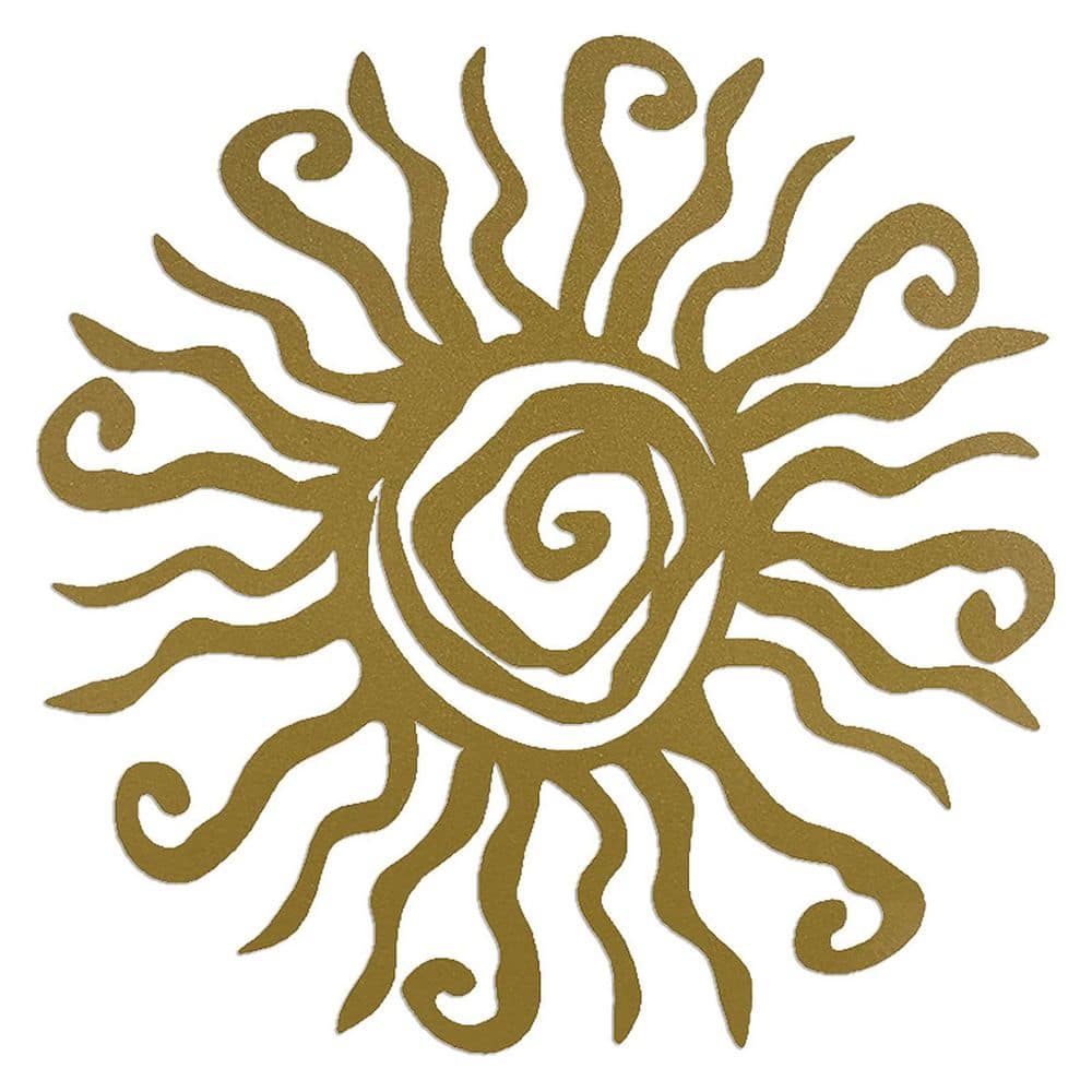 1 Pack Wall Art 18 in. x 18 in. Gold Wacky Sun Metal Work, Wall