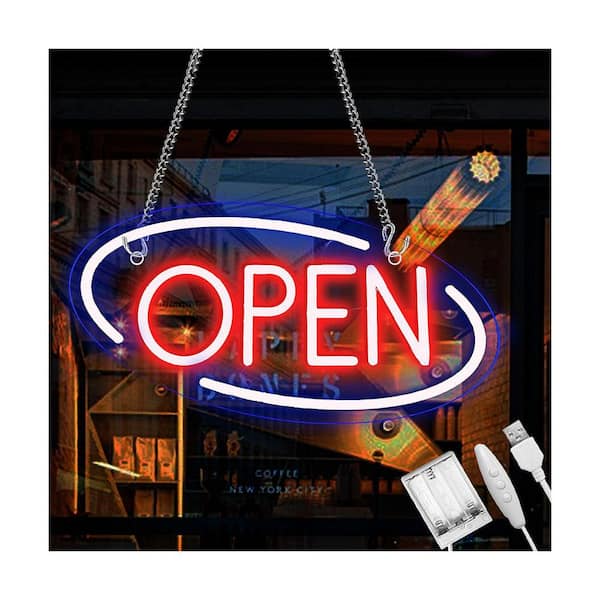 Open Neon Sign Battery Operated USB Powered Adjustable Brightness
