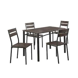 5-Piece Wood Top Brown and Natural Table Set