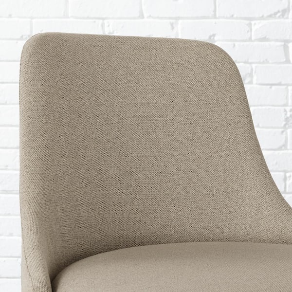 30 in. Benfield Biscuit/Walnut Wood Beige Upholstered Bar Stools with Back (Set of 2)