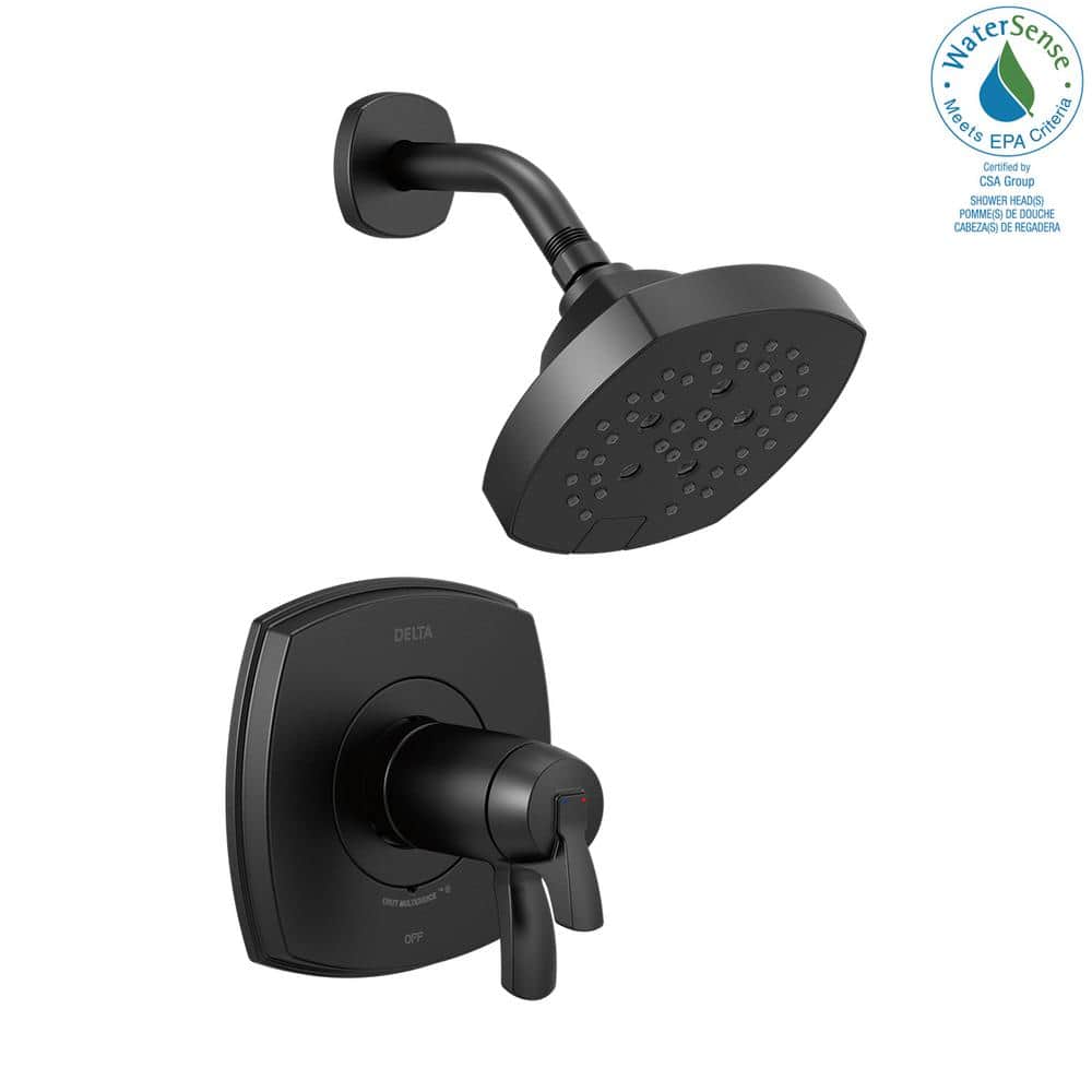 Matte Black Thermostatic Multi-Function Shower Faucet with Brass Trim