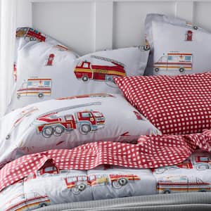 Firetrucks Graphic Organic Cotton Percale Comforter