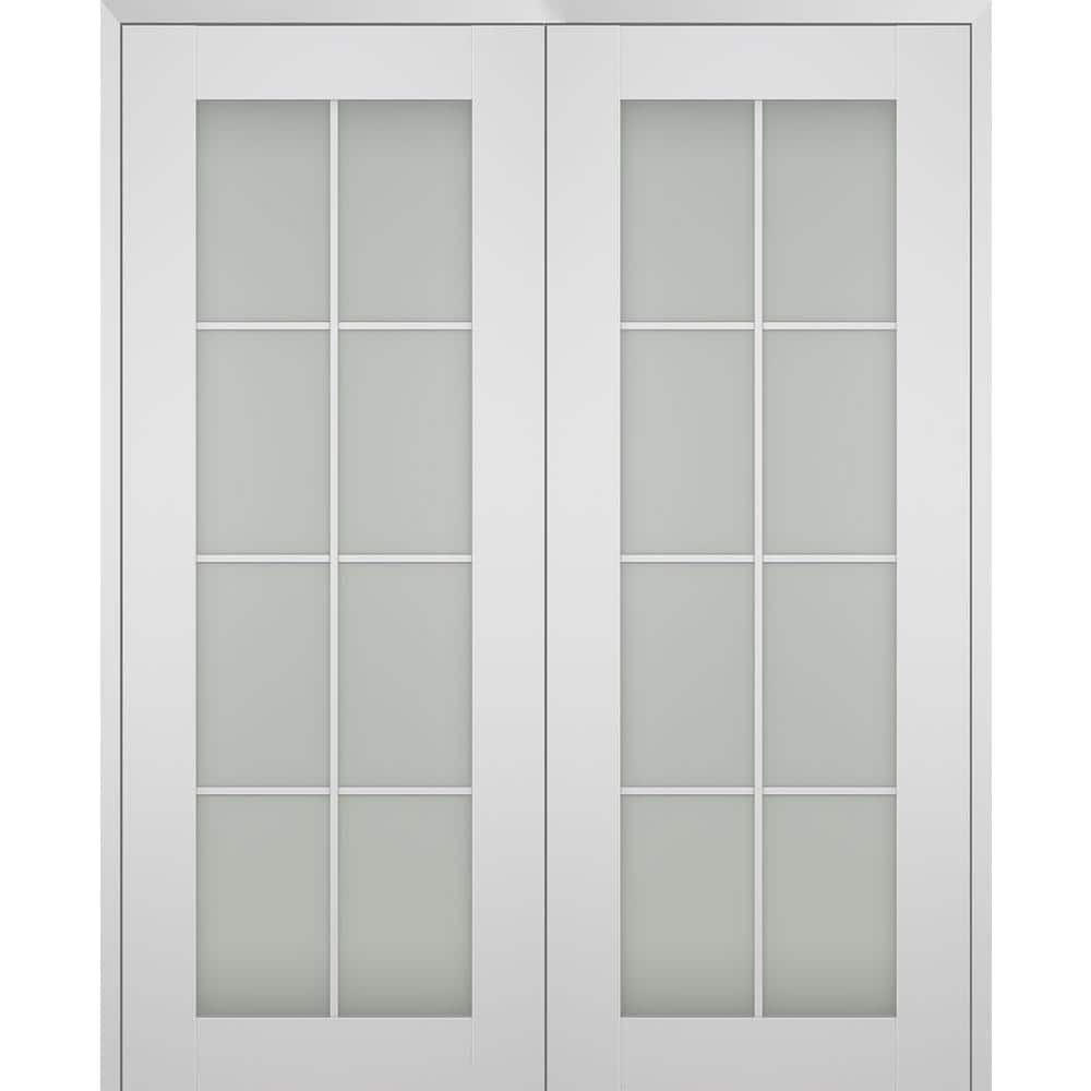 Smart Pro 48 in. x 80 in. Both Active 8-Lite Frosted Glass Polar White Wood Composite Double Prehung French Door price history on PriceWatchPro