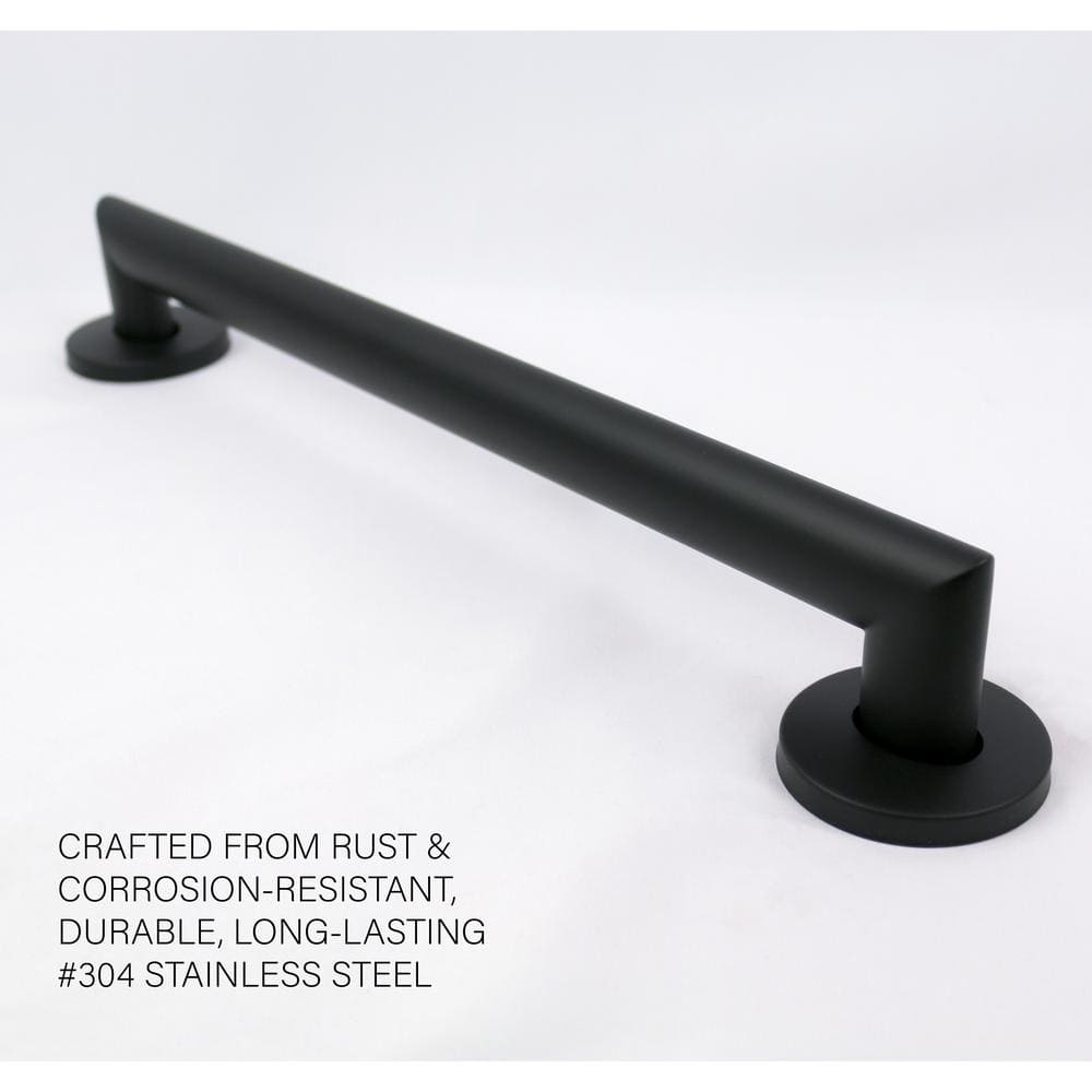 12'' Matte Black Stainless Steel Wall Mounted Grab Bar