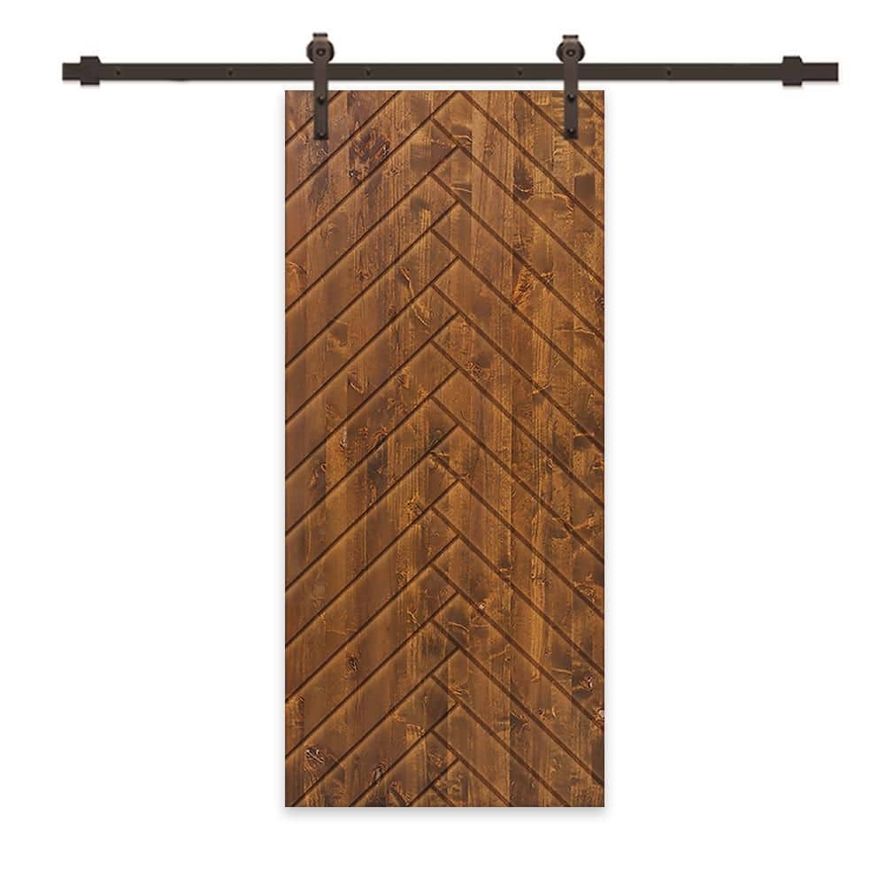 CALHOME 30 in. x 80 in. Walnut Stained Solid Wood Modern Interior ...