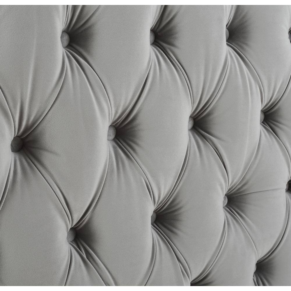 Brooklyn Queen Opal Grey Tufted Velvet Bed with Wingback