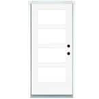 36 in. x 80 in. Smooth White Left-Hand Inswing Full-Lite 4-Lite SDL Low-E Finished Fiberglass Prehung Front Door