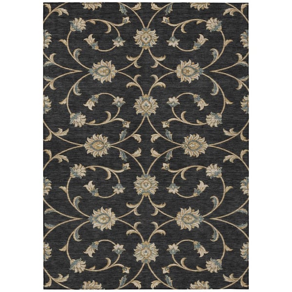 Chantille Machine Washable Indoor/Outdoor Abstract ACN3079 Black 9 ft. x 12 ft. Area Rug