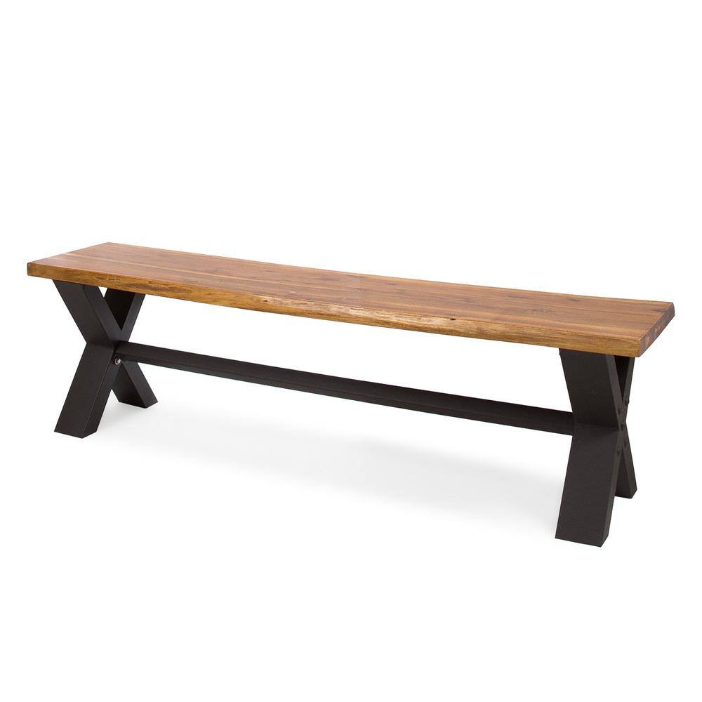 Sustainable Acacia Wood Outdoor Dining Bench in Teak Finish