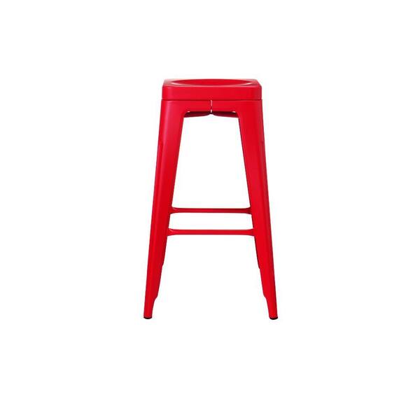 Unbranded Garden Backless Bar Stool in Red