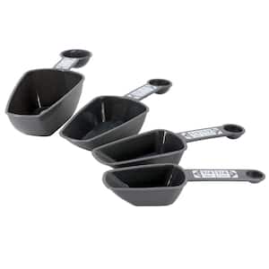 Bluemarine 4-Piece Dual-Function Plastic Measuring Cup Scoops in Gray