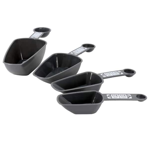 Oster Bluemarine 4-Piece Dual-Function Plastic Measuring Cup Scoops in Gray