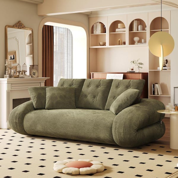 JASIWAY 81.5 in. W Corduroy Velvet Convertible Twin Sleeper Size