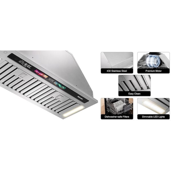 30 in. 900 CFM Convertible Insert Range Hood Stainless Steel Kitchen Hood with Charcoal Filter