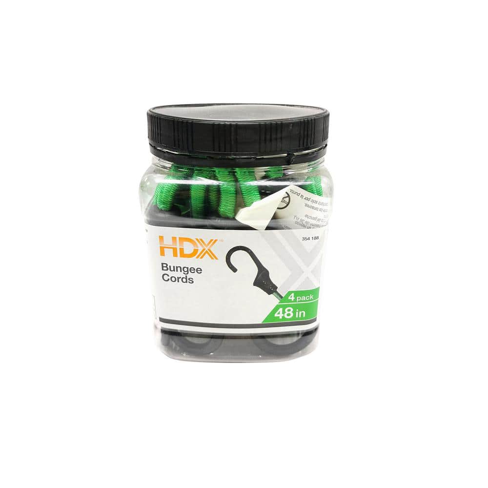 HDX 48 in. Super Strong Bungee Cord (4-Pack) 4T9C0N - The Home Depot