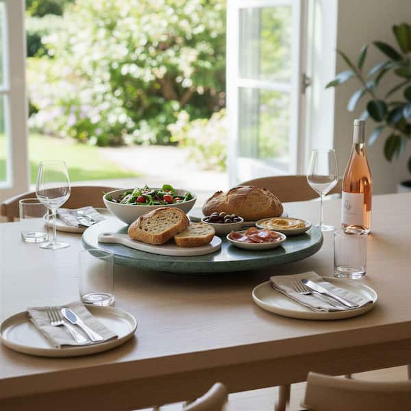 Pietra 14 in. Green Marble Lazy Susan