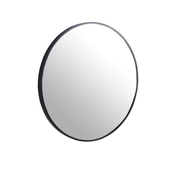 24 in. W x 24 in. H Round Aluminum Alloy Framed Wall Mounted Bathroom Vanity Mirror in Black