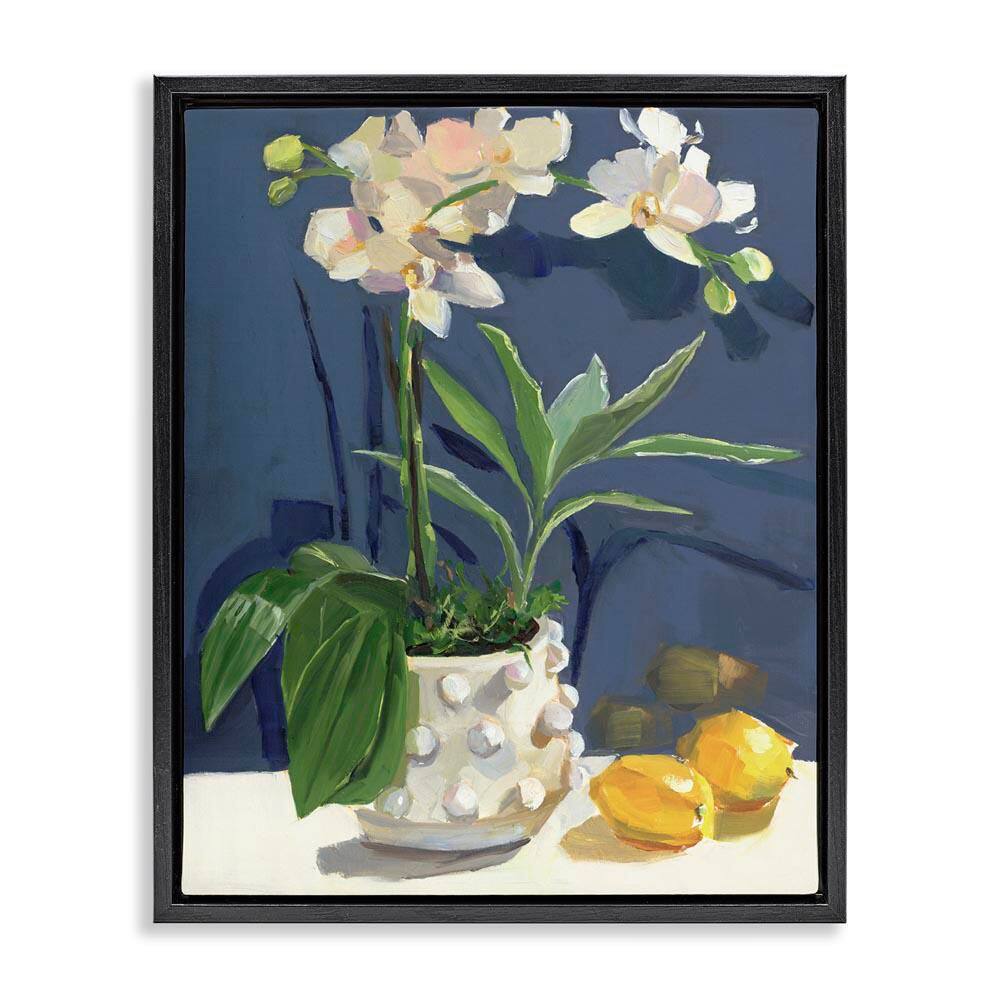 White Orchids & Lemons by Jenny Westenhofer Black Floater Frame Nature Graphic Art Print 21 in. x 17 in. price history on PriceWatchPro