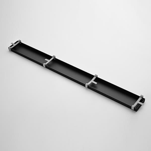 24 in. Linear Shower Drain with Leveling Feet and Flange in Matte Black