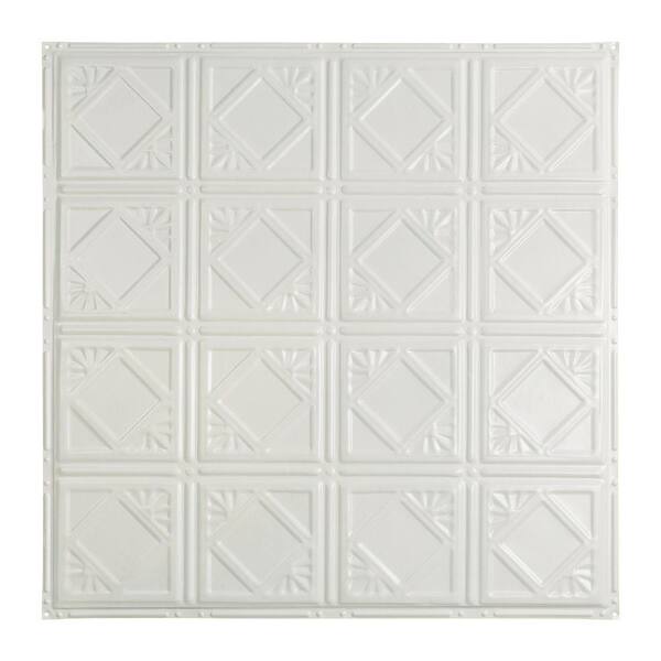 Great Lakes Tin Ludington 2 ft. x 2 ft. Nail Up Tin Ceiling Tile in Matte White