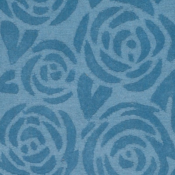 Martha Stewart Thistle Blue 8 ft. x 8 ft. Round Geometric Area Rug