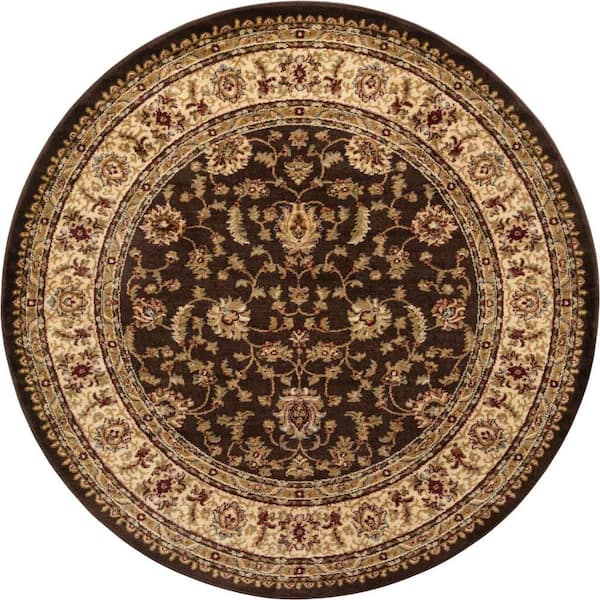 Unique Loom Voyage St. Louis Brown 6' 0 x 6' 0 Round Rug