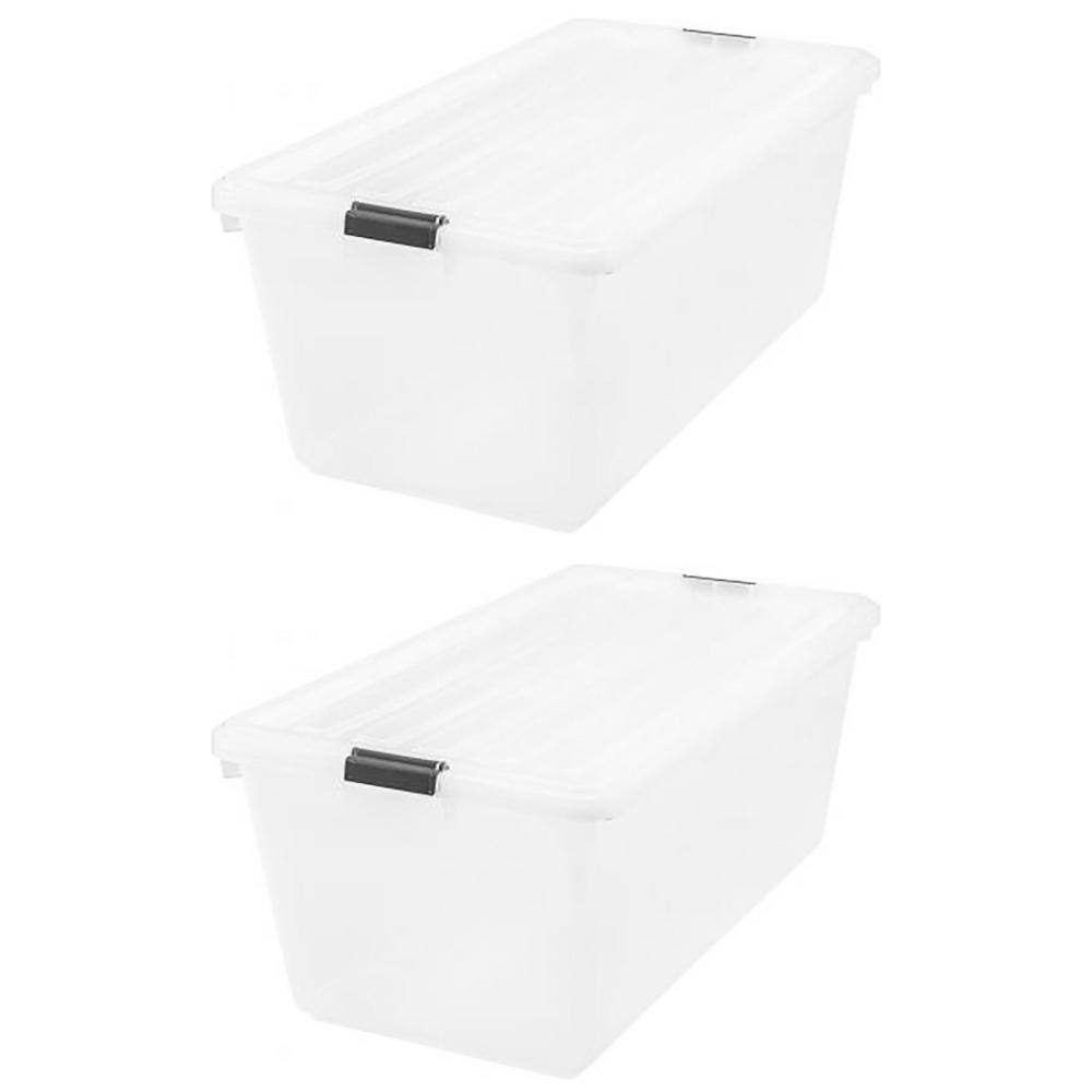 91 Qt. Large Buckle Down Storage Caddy Bin Tote Container with Lid (2