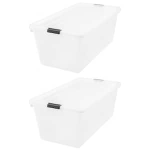 91 Qt. Large Buckle Down Storage Caddy Bin Tote Container with Lid (2-Pack)