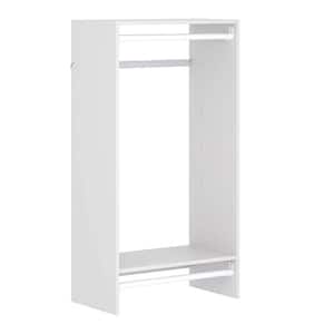 25.13 in. W White Wood Closet System with 2-Shelves and Rods Double Hanging Kit