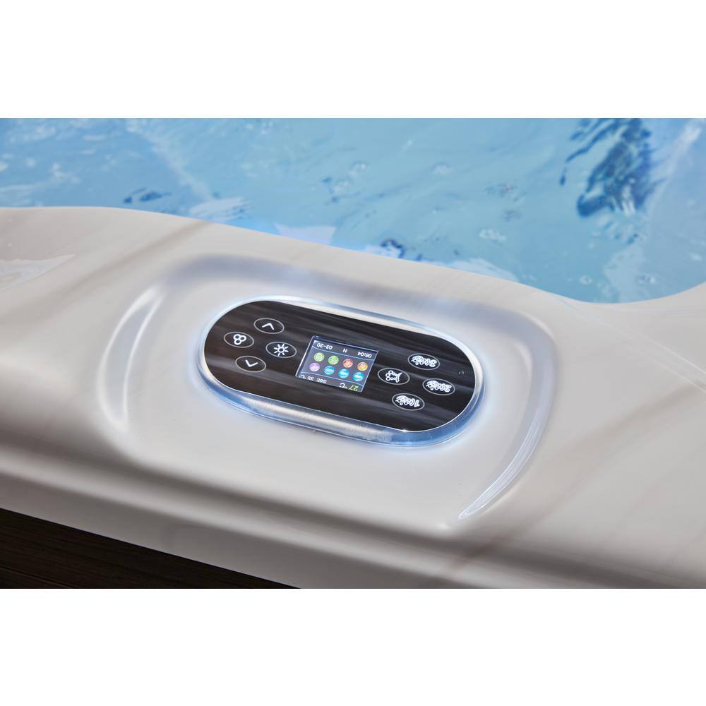 Luxury Gray Acrylic 6-Person Square Hot Tub with LED Lighting