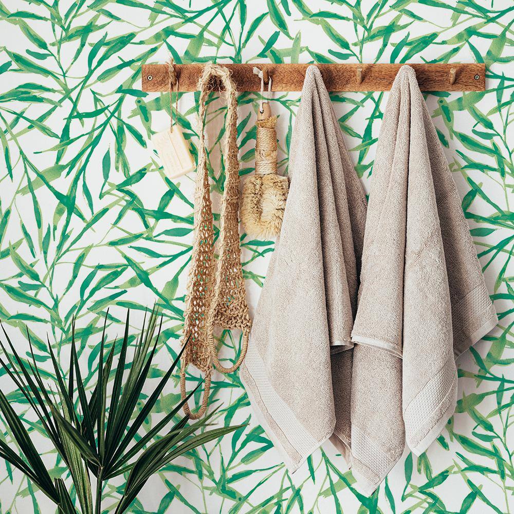Jade Green Watercolor Leaves Peel and Stick Wallpaper Roll
