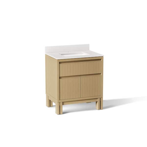Solive 31 in. Light Oak Bath Vanity with Quartz Top