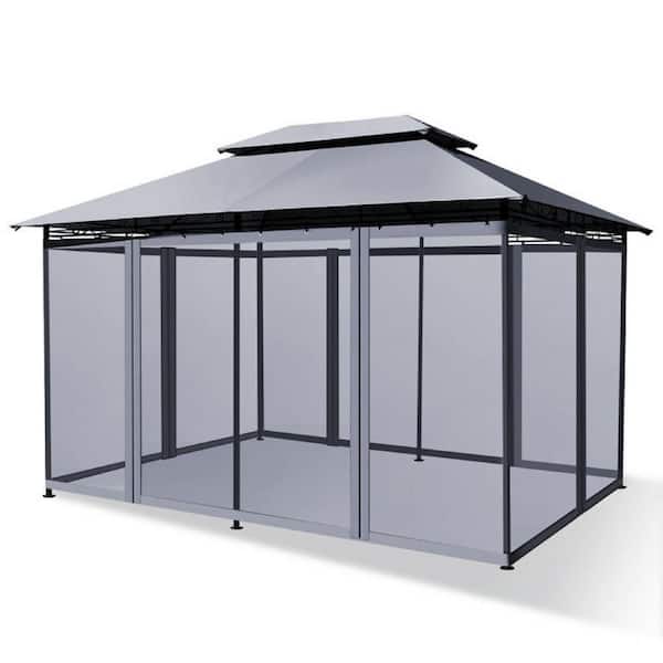 ITOPFOX 10 ft. x 13 ft. Gray Tent Canopy Shelter with Removable Netting Sidewall