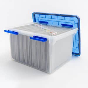 32 Qt. WeatherPro Clear Plastic Storage Box, Lid Blue
