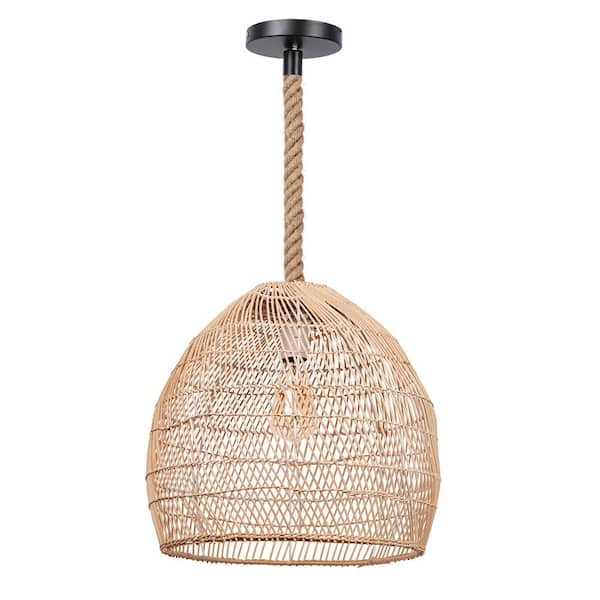 ARTURESTHOME 1-Light Rattan Island Pendant Lighting with Natural Rope ...