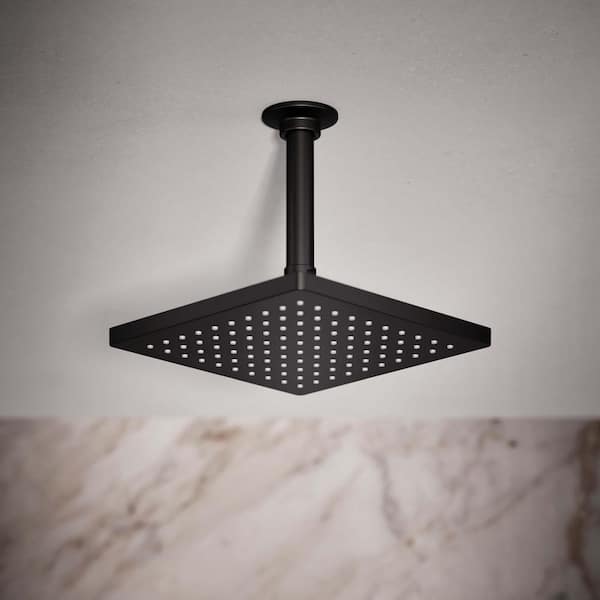 Honesty 1-Spray Patterns 8 in. Ceiling Mount 1.75 GPM Fixed Shower Head in Matte Black