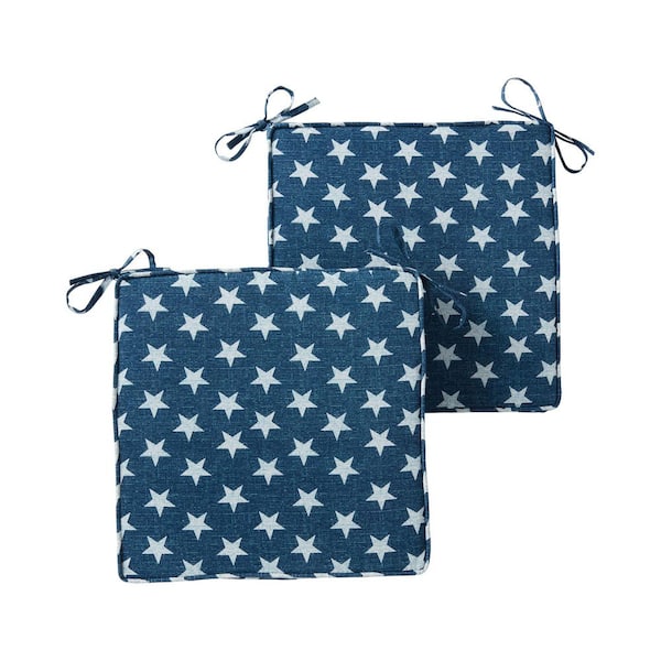 18 in. x 18 in. Blue Stars Square Outdoor Seat Cushion (2-Pack)