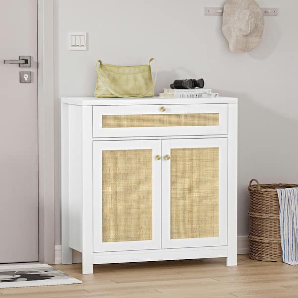 Aupodin White MDF 31.5 in. W Sideboard Buffet Storage Cabinet with Drawer and Adjustabe Shelves