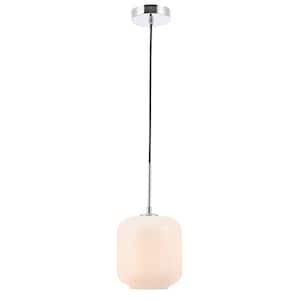 Timeless Home 7.3 in. 1-Light Chrome And Frosted White Glass Pendant Light, Bulbs Not Included