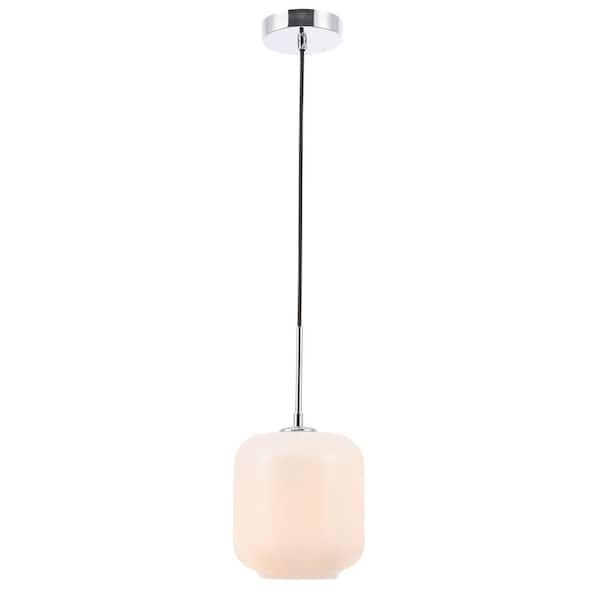 Unbranded Timeless Home 7.3 in. 1-Light Chrome And Frosted White Glass Pendant Light, Bulbs Not Included