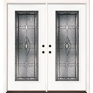 66 in. x 81.625 in. Sapphire Patina Full Lite Unfinished Smooth Left-Hand Inswing Fiberglass Double Prehung Front Door