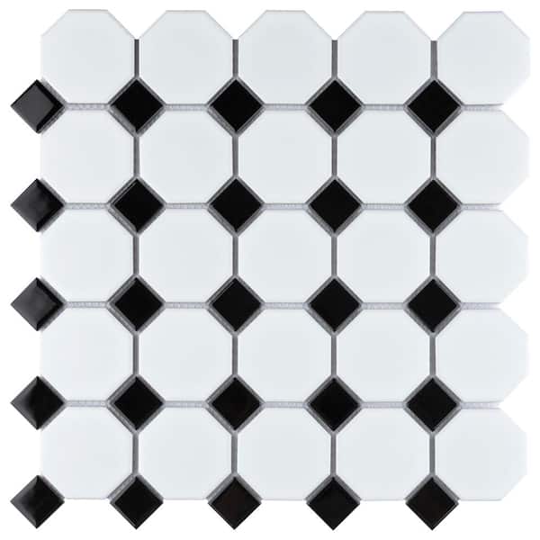 1:48th Large Classic Black And White Diamond Design Tile Sheet 