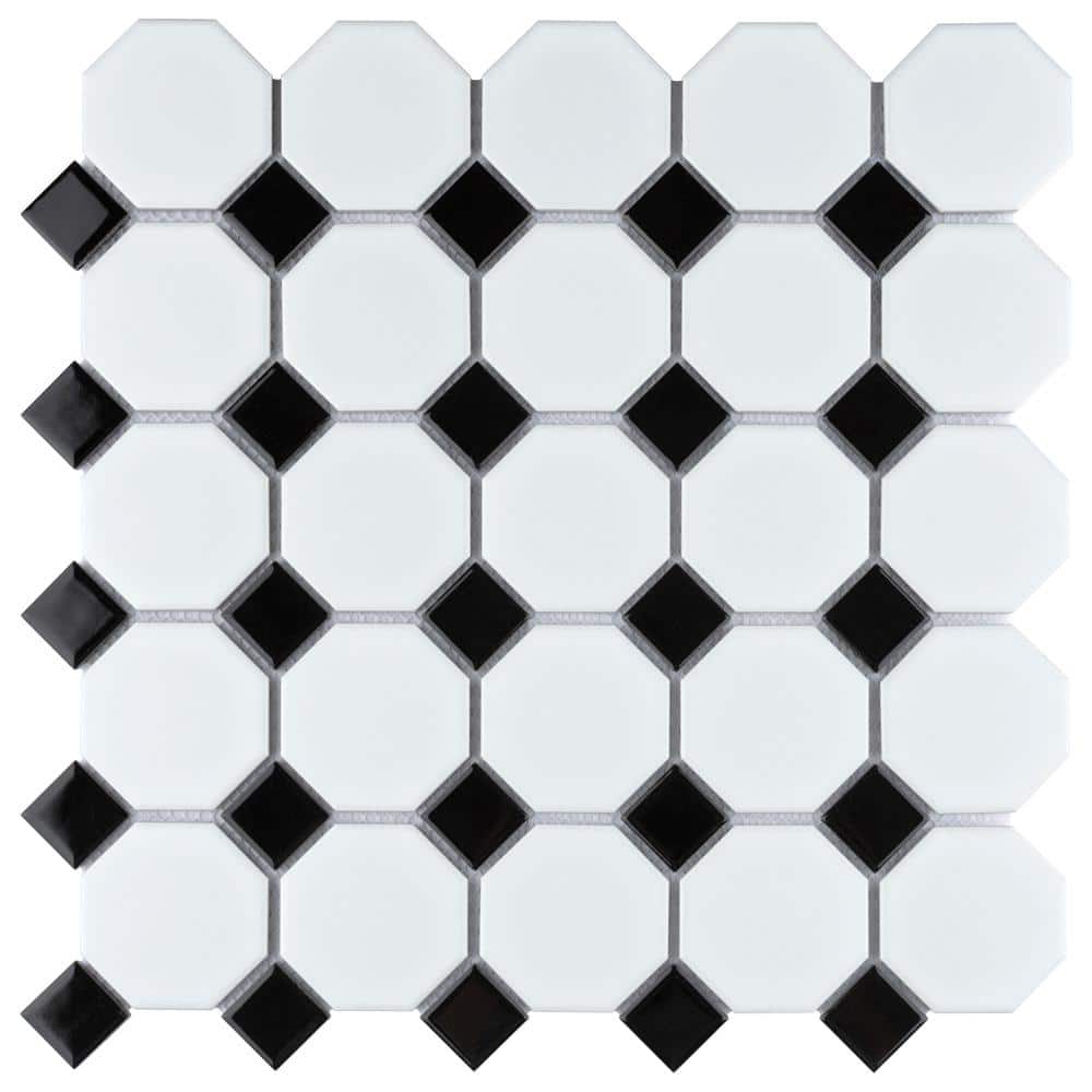 Metro Octagon Matte White with Black Dot 6 in. x 6 in. Porcelain Mosaic Take Home Tile Sample price history on PriceWatchPro