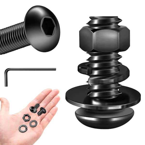 1/4 in. x 5/8 in. Black Oxide Stainless Steel Hex Button Head Socket Screws (20-Pack)