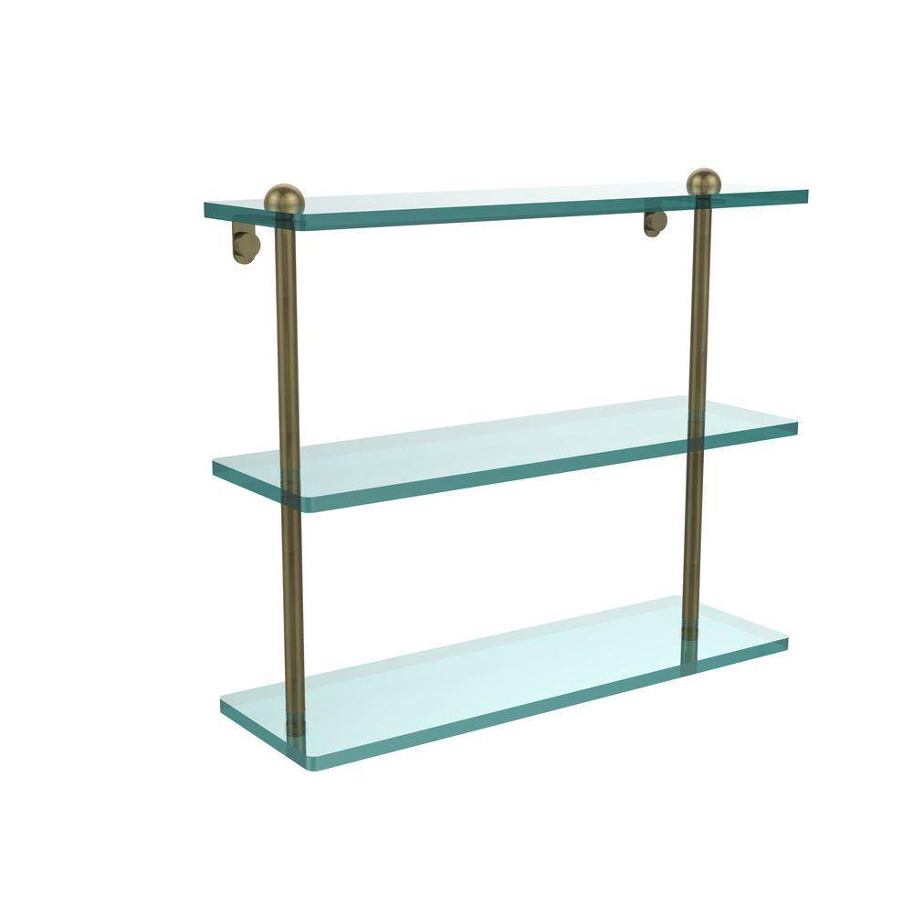 Allied Brass 16 in. L x 15 in. H x in. W 3-Tier Clear Glass Bathroom Shelf  in Antique Brass RC-5/16-ABR The Home Depot