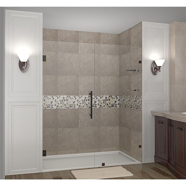 Aston Nautis GS 71 in. x 72 in. Completely Frameless Hinged Shower Door with Glass Shelves in Oil Rubbed Bronze