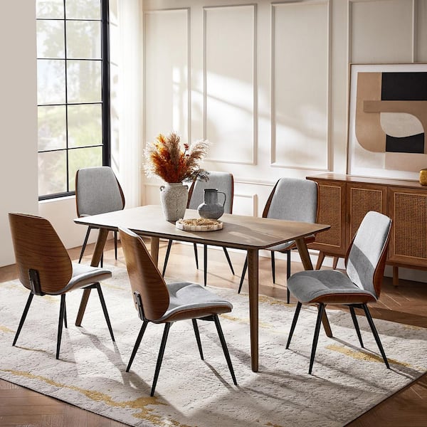 Arsema Light Grey Polyester Dinning Chair with Adjustable foot pads Set of 6