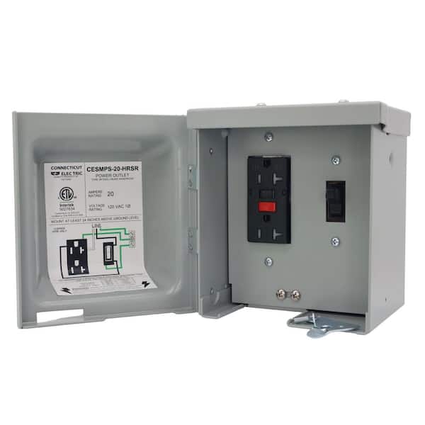 Yard Panel Outlet with 20 Amp Receptacle and Switch